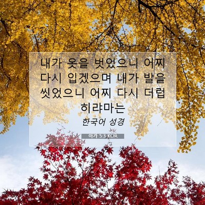 Picture 07 - 아가 5:3 KOR - 내가 옷을 벗었으니 어찌 다시 - Bible Verse Picture