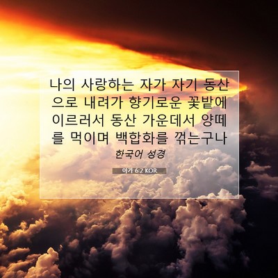 Picture 07 - 아가 6:2 KOR - 나의 사랑하는 자가 자기 동산으로 - Bible Verse Picture