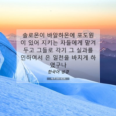 Picture 07 - 아가 8:11 KOR - 솔로몬이 바알하몬에 포도원이 있어 - Bible Verse Picture