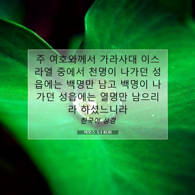 Picture 07 - 아모스 5:3 KOR - 주 여호와께서 가라사대 이스라엘 - Bible Verse Picture