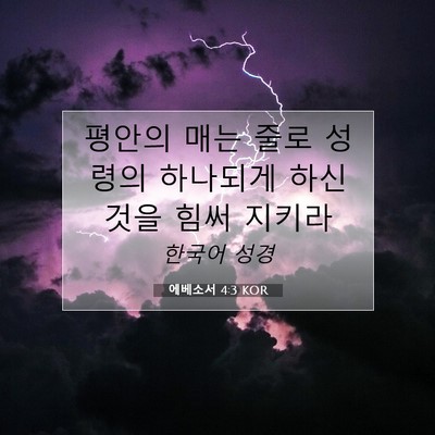 Picture 07 - 에베소서 4:3 KOR - 평안의 매는 줄로 성령의 하나되게 - Bible Verse Picture