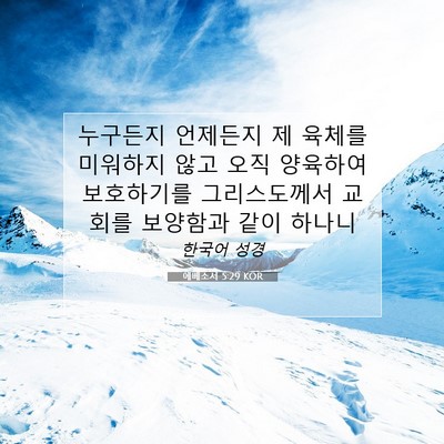 Picture 07 - 에베소서 5:29 KOR - 누구든지 언제든지 제 육체를 - Bible Verse Picture