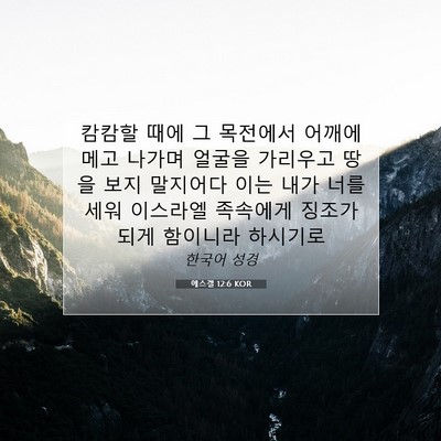 Picture 07 - 에스겔 12:6 KOR - 캄캄할 때에 그 목전에서 어깨에 - Bible Verse Picture