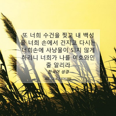 Picture 07 - 에스겔 13:21 KOR - 또 너희 수건을 찢고 내 백성을 너희 - Bible Verse Picture