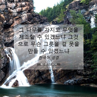 Picture 07 - 에스겔 15:3 KOR - 그 나무를 가지고 무엇을 제조할 수 - Bible Verse Picture