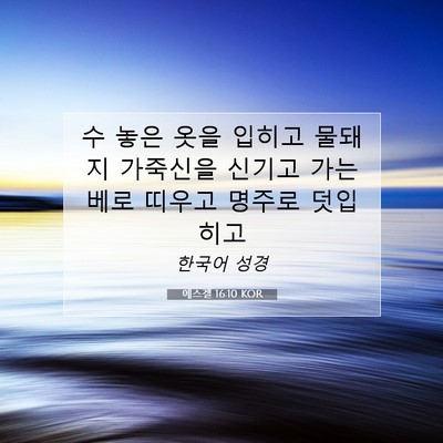 Picture 07 - 에스겔 16:10 KOR - 수 놓은 옷을 입히고 물돼지 - Bible Verse Picture