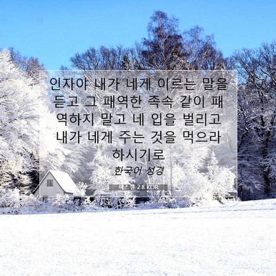 Picture 07 - 에스겔 2:8 KOR - 인자야 내가 네게 이르는 말을 듣고 - Bible Verse Picture