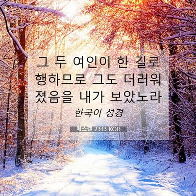 Picture 07 - 에스겔 23:13 KOR - 그 두 여인이 한 길로 행하므로 그도 - Bible Verse Picture