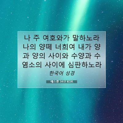 Picture 07 - 에스겔 34:17 KOR - 나 주 여호와가 말하노라 나의 양떼 - Bible Verse Picture
