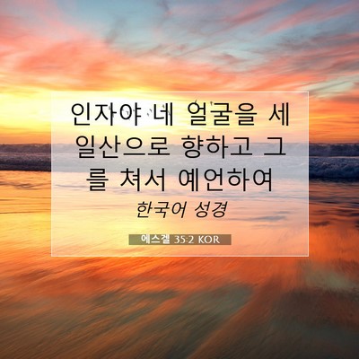 Picture 07 - 에스겔 35:2 KOR - 인자야 네 얼굴을 세일산으로 향하고 - Bible Verse Picture