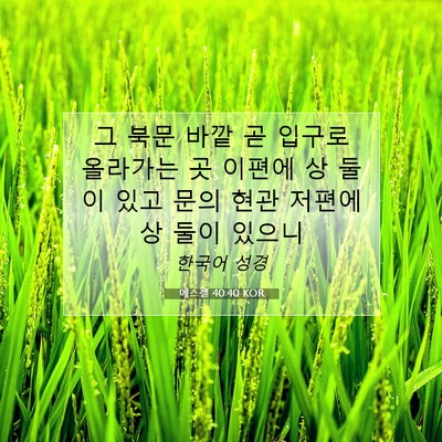 Picture 07 - 에스겔 40:40 KOR - 그 북문 바깥 곧 입구로 올라가는 곳 - Bible Verse Picture
