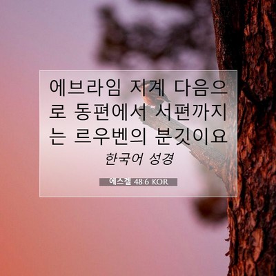 Picture 07 - 에스겔 48:6 KOR - 에브라임 지계 다음으로 동편에서 - Bible Verse Picture