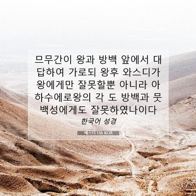 Picture 07 - 에스더 1:16 KOR - 므무간이 왕과 방백 앞에서 대답하여 - Bible Verse Picture
