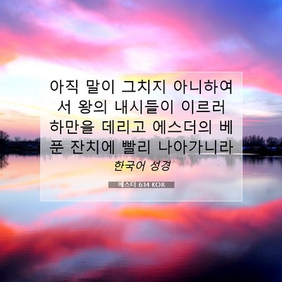 Picture 07 - 에스더 6:14 KOR - 아직 말이 그치지 아니하여서 왕의 - Bible Verse Picture
