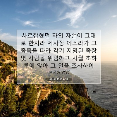 Picture 07 - 에스라 10:16 KOR - 사로잡혔던 자의 자손이 그대로 - Bible Verse Picture