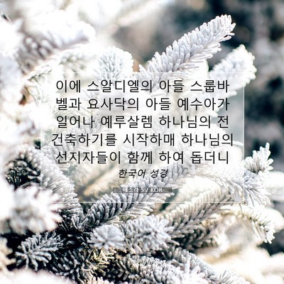Picture 07 - 에스라 5:2 KOR - 이에 스알디엘의 아들 스룹바벨과 - Bible Verse Picture