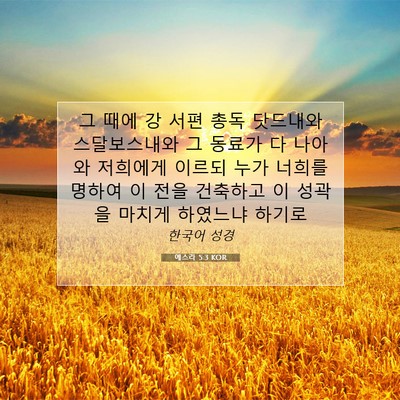 Picture 07 - 에스라 5:3 KOR - 그 때에 강 서편 총독 닷드내와 - Bible Verse Picture
