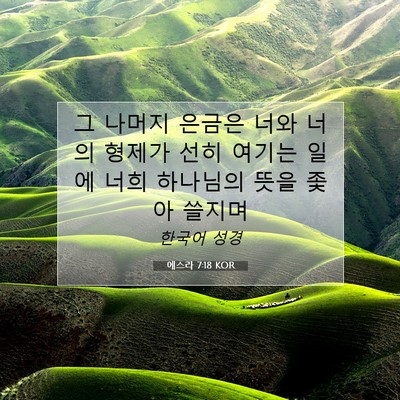 Picture 07 - 에스라 7:18 KOR - 그 나머지 은금은 너와 너의 형제가 - Bible Verse Picture