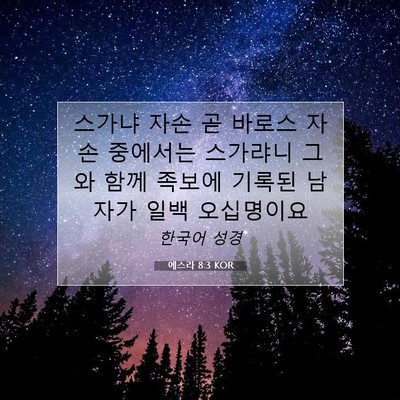 Picture 07 - 에스라 8:3 KOR - 스가냐 자손 곧 바로스 자손 - Bible Verse Picture