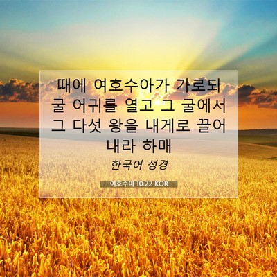 Picture 07 - 여호수아 10:22 KOR - 때에 여호수아가 가로되 굴 어귀를 - Bible Verse Picture