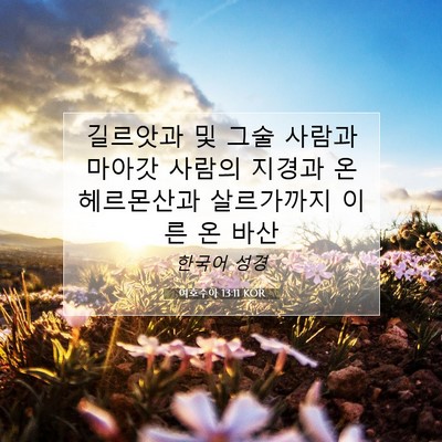 Picture 07 - 여호수아 13:11 KOR - 길르앗과 및 그술 사람과 마아갓 - Bible Verse Picture