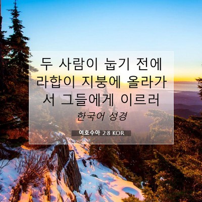 Picture 07 - 여호수아 2:8 KOR - 두 사람이 눕기 전에 라합이 지붕에 - Bible Verse Picture
