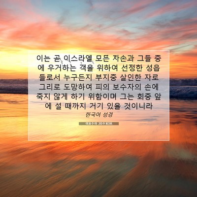 Picture 07 - 여호수아 20:9 KOR - 이는 곧 이스라엘 모든 자손과 그들 - Bible Verse Picture
