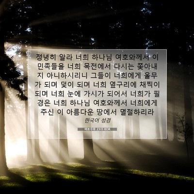 Picture 07 - 여호수아 23:13 KOR - 정녕히 알라 너희 하나님 여호와께서 - Bible Verse Picture