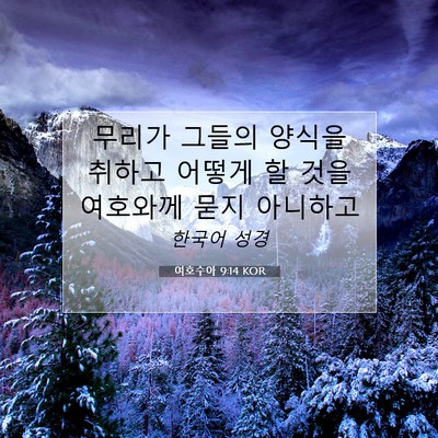 Picture 07 - 여호수아 9:14 KOR - 무리가 그들의 양식을 취하고 어떻게 - Bible Verse Picture