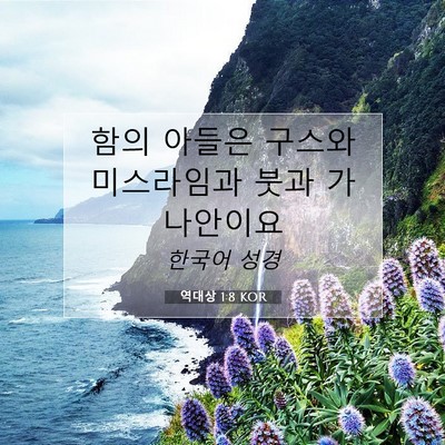 Picture 07 - 역대상 1:8 KOR - 함의 아들은 구스와 미스라임과 붓과 - Bible Verse Picture