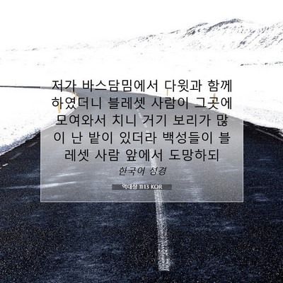 Picture 07 - 역대상 11:13 KOR - 저가 바스담밈에서 다윗과 - Bible Verse Picture