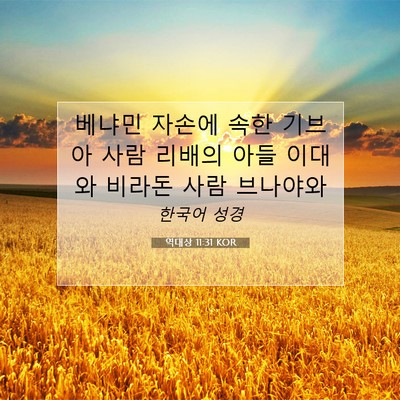 Picture 07 - 역대상 11:31 KOR - 베냐민 자손에 속한 기브아 사람 - Bible Verse Picture
