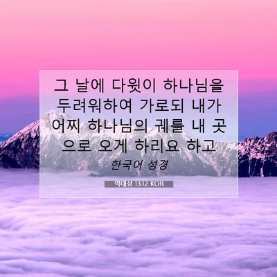 Picture 07 - 역대상 13:12 KOR - 그 날에 다윗이 하나님을 두려워하여 - Bible Verse Picture