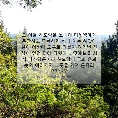 Picture 07 - 역대상 18:10 KOR - 그 아들 하도람을 보내어 다윗왕에게 - Bible Verse Picture