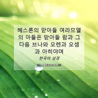 Picture 07 - 역대상 2:25 KOR - 헤스론의 맏아들 여라므엘의 아들은 - Bible Verse Picture