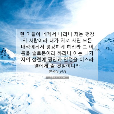Picture 07 - 역대상 22:9 KOR - 한 아들이 네게서 나리니 저는 - Bible Verse Picture