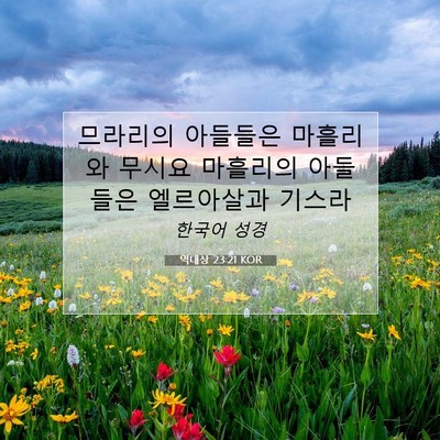 Picture 07 - 역대상 23:21 KOR - 므라리의 아들들은 마흘리와 무시요 - Bible Verse Picture