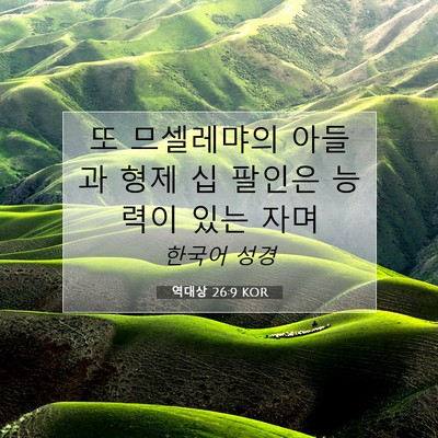 Picture 07 - 역대상 26:9 KOR - 또 므셀레먀의 아들과 형제 십 - Bible Verse Picture