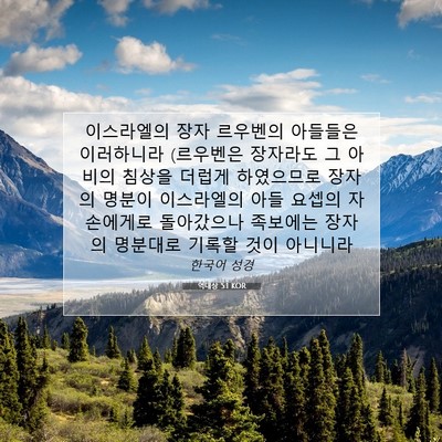 Picture 07 - 역대상 5:1 KOR - 이스라엘의 장자 르우벤의 아들들은 - Bible Verse Picture