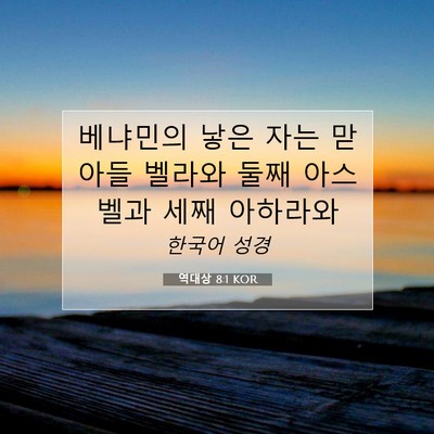 Picture 07 - 역대상 8:1 KOR - 베냐민의 낳은 자는 맏아들 벨라와 - Bible Verse Picture