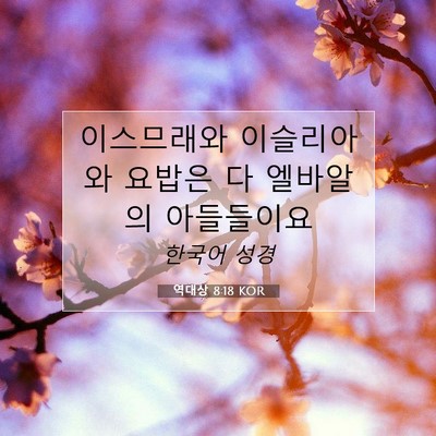 Picture 07 - 역대상 8:18 KOR - 이스므래와 이슬리아와 요밥은 다 - Bible Verse Picture