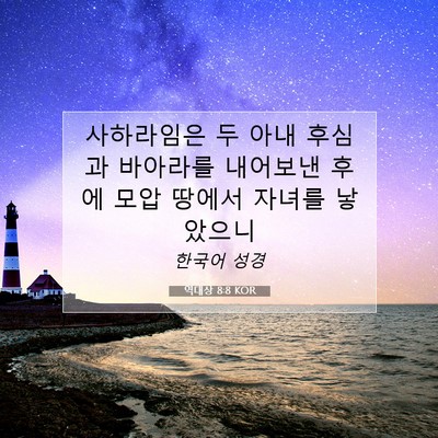 Picture 07 - 역대상 8:8 KOR - 사하라임은 두 아내 후심과 바아라를 - Bible Verse Picture