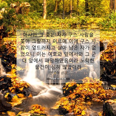 Picture 07 - 역대하 14:13 KOR - 아사와 그 좇는 자가 구스 사람을 - Bible Verse Picture