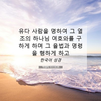 Picture 07 - 역대하 14:4 KOR - 유다 사람을 명하여 그 열조의 - Bible Verse Picture