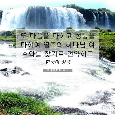 Picture 07 - 역대하 15:12 KOR - 또 마음을 다하고 성품을 다하여 - Bible Verse Picture
