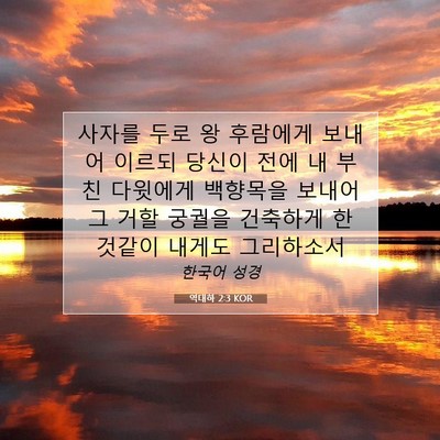 Picture 07 - 역대하 2:3 KOR - 사자를 두로 왕 후람에게 보내어 - Bible Verse Picture