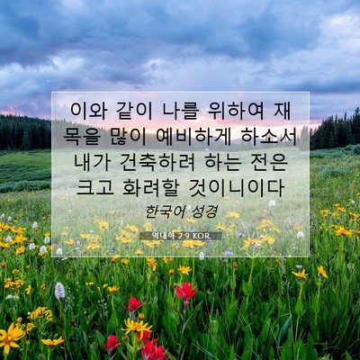 Picture 07 - 역대하 2:9 KOR - 이와 같이 나를 위하여 재목을 많이 - Bible Verse Picture