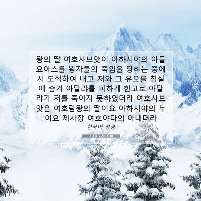 Picture 07 - 역대하 22:11 KOR - 왕의 딸 여호사브앗이 아하시야의 - Bible Verse Picture