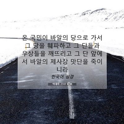 Picture 07 - 역대하 23:17 KOR - 온 국민이 바알의 당으로 가서 그 - Bible Verse Picture