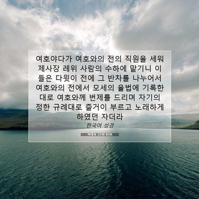 Picture 07 - 역대하 23:18 KOR - 여호야다가 여호와의 전의 직원을 - Bible Verse Picture